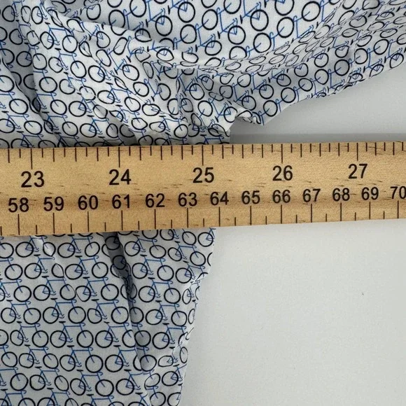 UNTUCKit Mens XX Large‎ Short Sleeve Button Down Shirt White Blue Bicycle Print - Picture 6 of 6